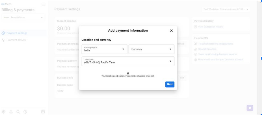 add payment info