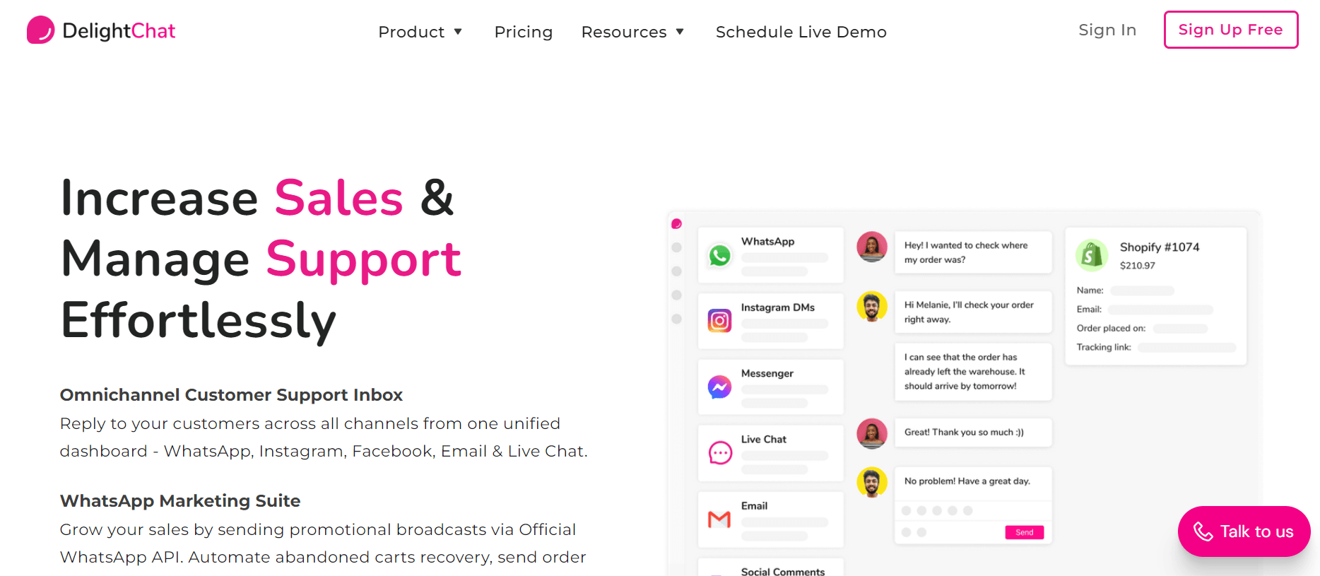 DelightChat Platform Screenshot